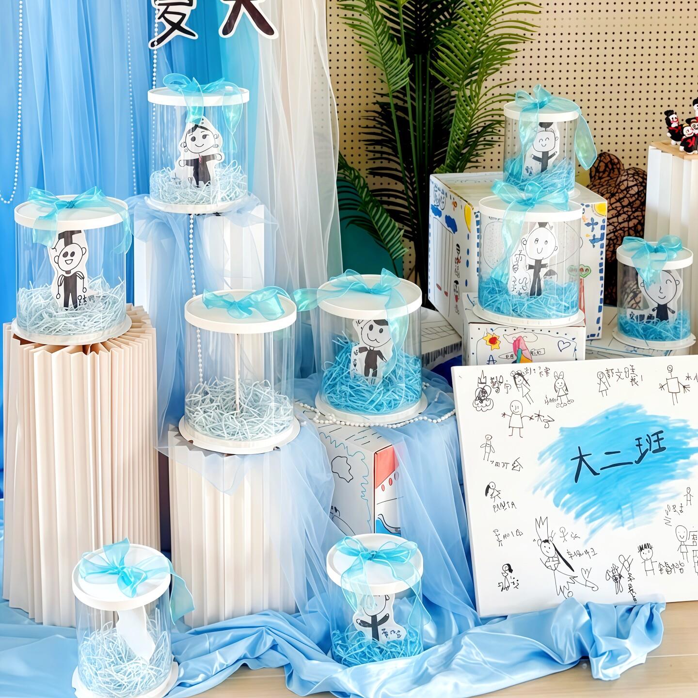 幼儿园毕业季蓝色系纱幔布幔场景