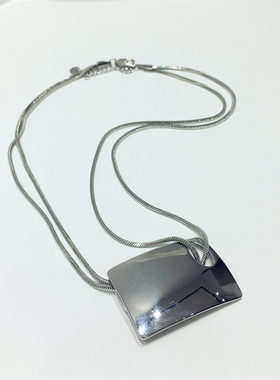 光面金属长方形几何双层项链