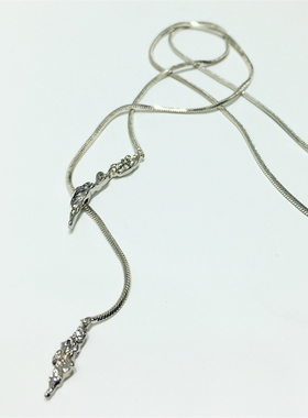 小众设计简约气质复古显瘦脸凹凸不平几何抽拉式项链毛衣链挂件饰