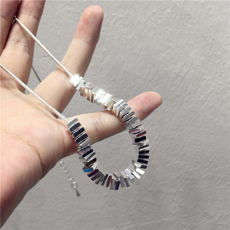 立体方块几何碎银子造型短款项链
