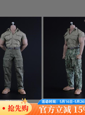 XRF型人坊XM02 1/6 探险家男衬衫便裤AT027/M34/35强壮肌肉素体用