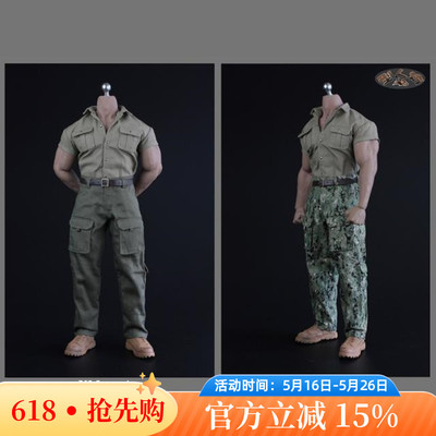 XRF型人坊XM02 1/6 探险家男衬衫便裤AT027/M34/35强壮肌肉素体用