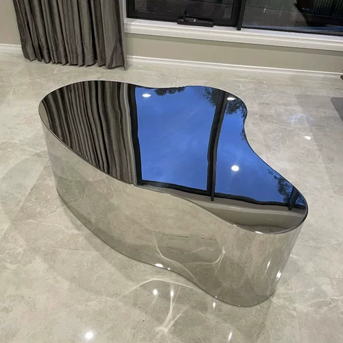 Журнальный столик специальной формы из нержавеющей стали, журнальный столик неправильной формы, вестибюль отеля, зона приема, журнальный столик, чайный столик для переговоров, металлический журнальный столик для гостиной