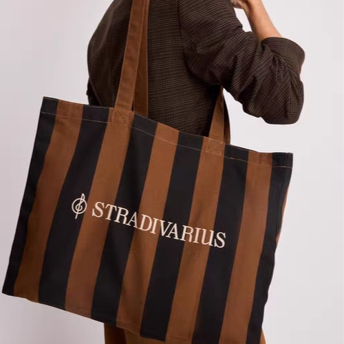 STRADIVARIUS条纹帆布托特包