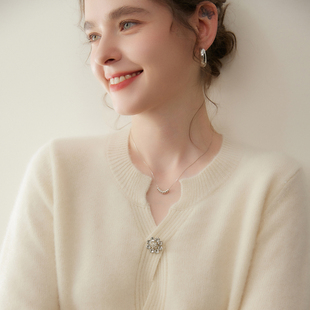 秋冬新款100%纯山羊绒衫女V领宽松慵懒风针织毛衣百搭打底衫上衣