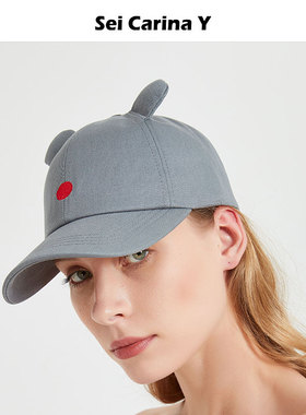 Sei Carina Y可爱小耳朵棒球帽女新款简约鸭舌帽可爱百搭帽子原创
