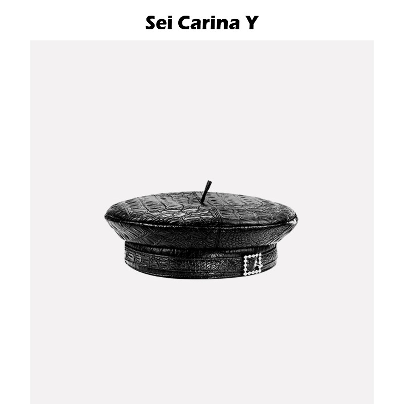 SeiCarinaY荔枝纹钻扣无檐贝雷帽