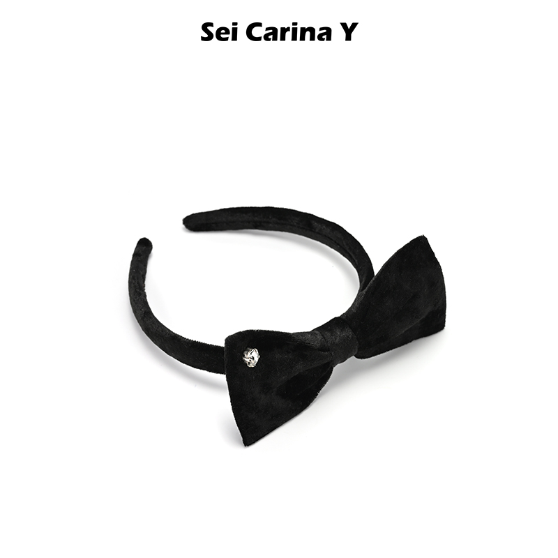 Sei Carina Y蝴蝶结丝绒细边发箍女百搭新款秋冬复古高级感发饰