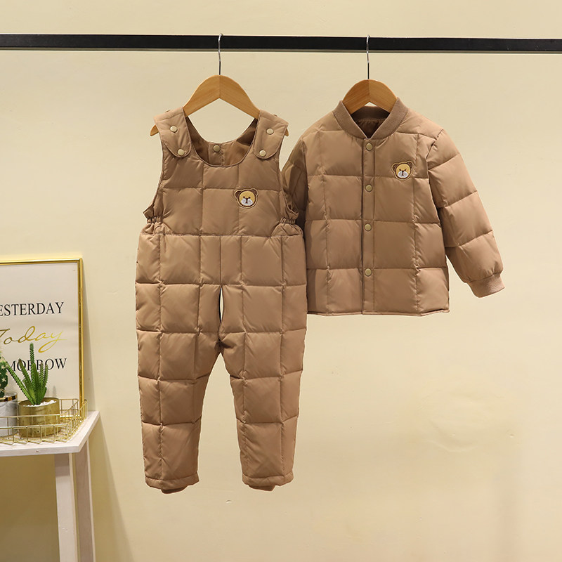 幼儿男女童儿童宝宝羽绒背带裤套装羽绒裤套装童装背带裤内胆套装