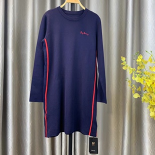 99元 尤西子春秋 显瘦清版 针织蓝连衣裙休闲文艺范韩版 大码