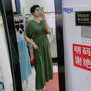 V领连衣裙 天丝大码 中长款 显瘦遮肉 朗姿丽夏 洋气百搭99元 时尚