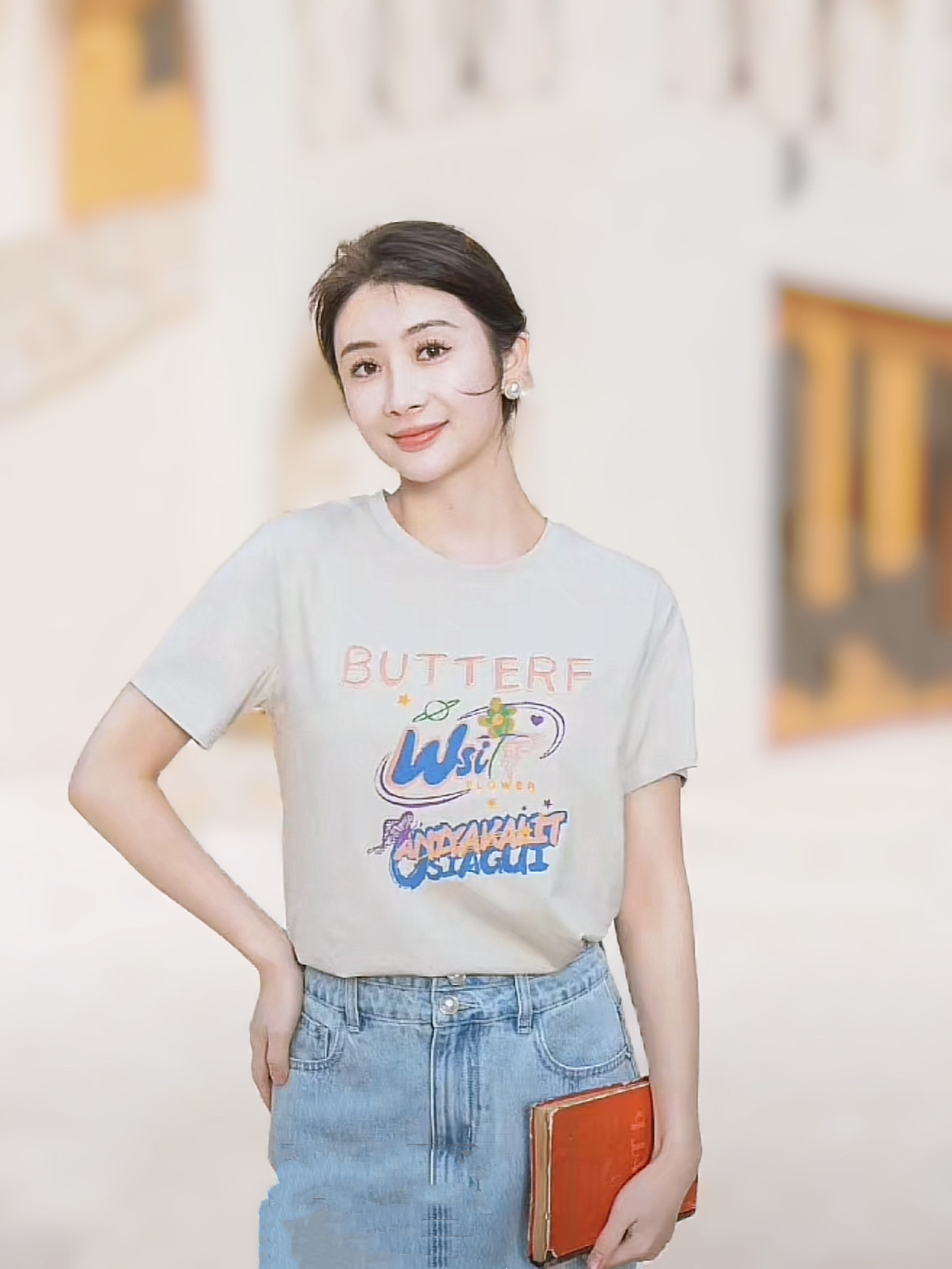 珍俏衣之庄园夏女装时尚气质通勤百搭休闲圆领短袖棉T恤 重工刺绣