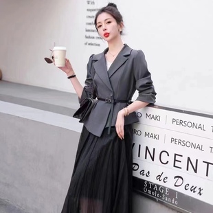 2025春秋时尚2件套西装大码连衣裙优雅知性显瘦百搭气质修身减龄