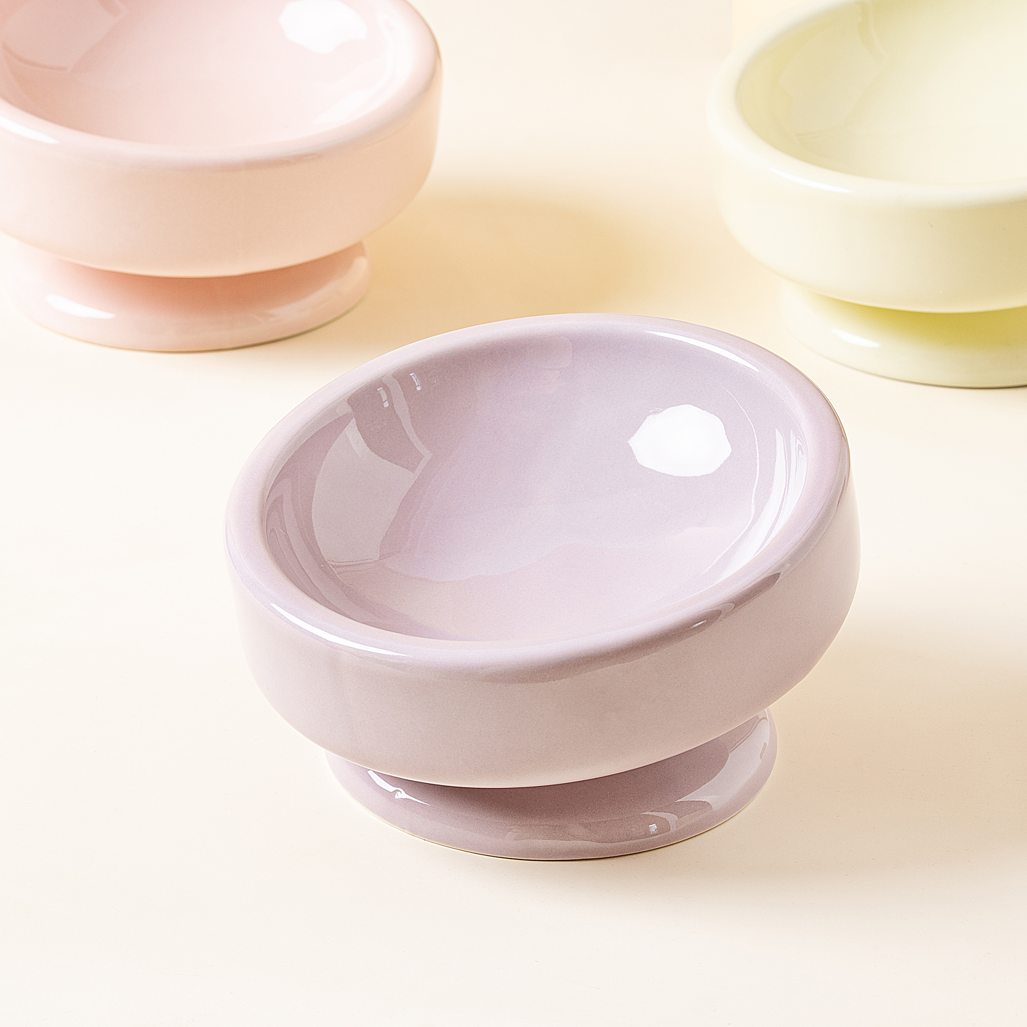 大口径高脚陶瓷宠物饭碗