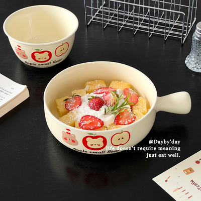 高颜值个人专用带手柄陶瓷碗