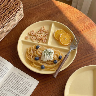 早餐分格盘子高颜值211分餐盘陶瓷三格盘加深减肥定量餐盘减脂盘