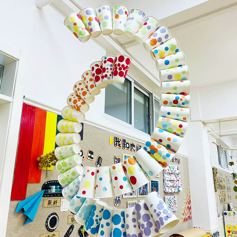 幼儿园美工区波点环创贴纸吊饰装饰布置材料墙面美术环境挂饰画室
