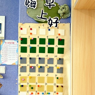 幼儿园晨起签到互动主题墙贴环创积木材料喝水区光盘行动儿童活动