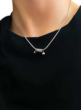 欧美冷淡风几何弹簧项链