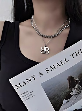 欧美冷淡风钛钢叠戴字母项链