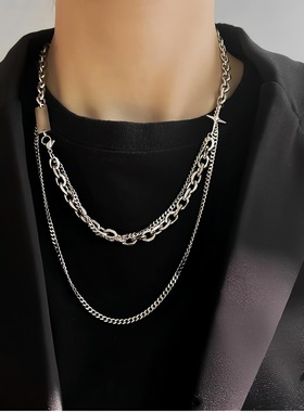 欧美冷淡风钛钢十字项链