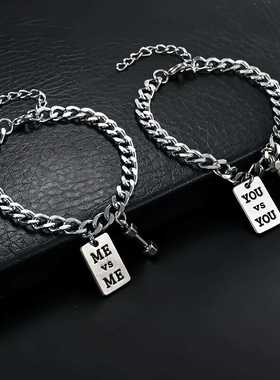 欧美朋克风YOUM字母哑铃手链