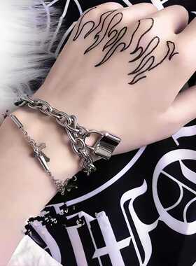 欧美暗黑风锁链手链男叠戴潮饰