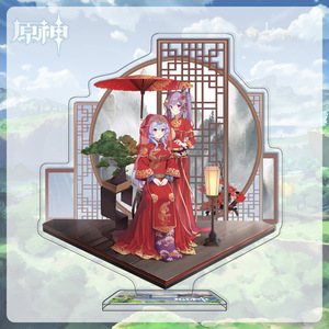 原神立牌同人周边大立牌亚克力夹层游戏摆件刻晴雷电将军胡桃背景