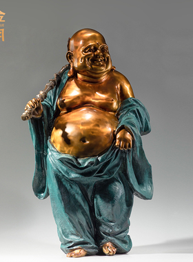 福气满满铜金岁月全黄铜弥勒佛