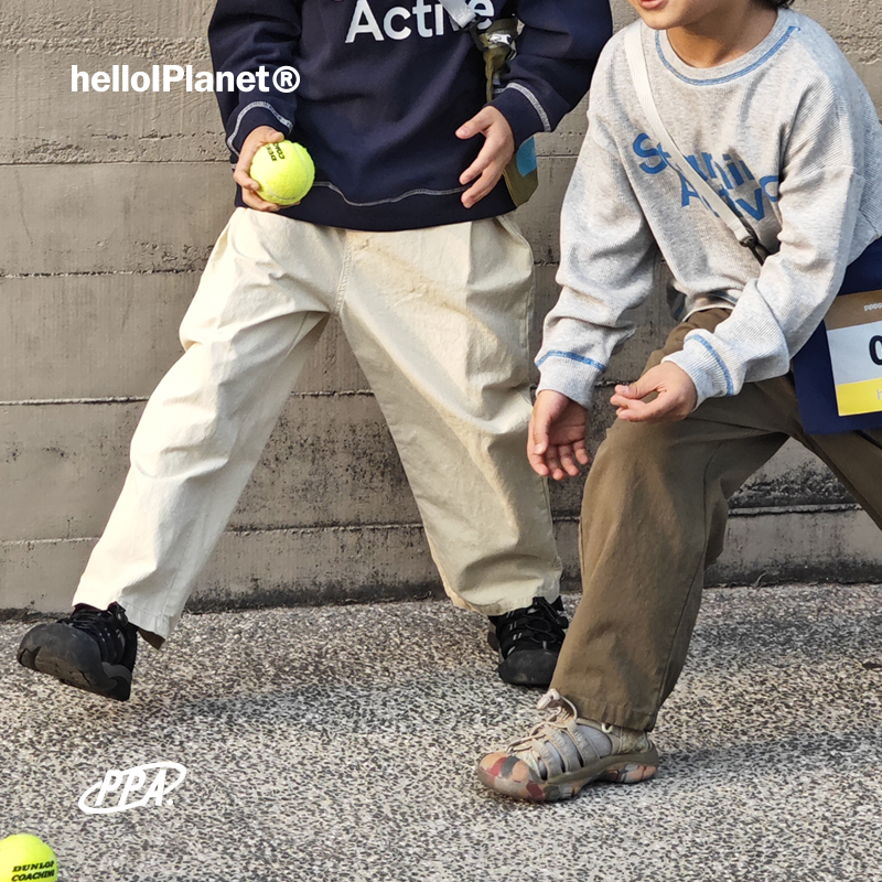 ppapa洗水棉儿童纯色宽松工装裤