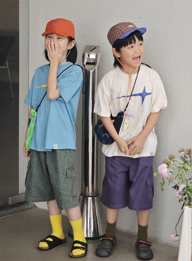 ppapa儿童速干短袖t恤夏季2025新款男童宽松字母半袖男孩透气上衣