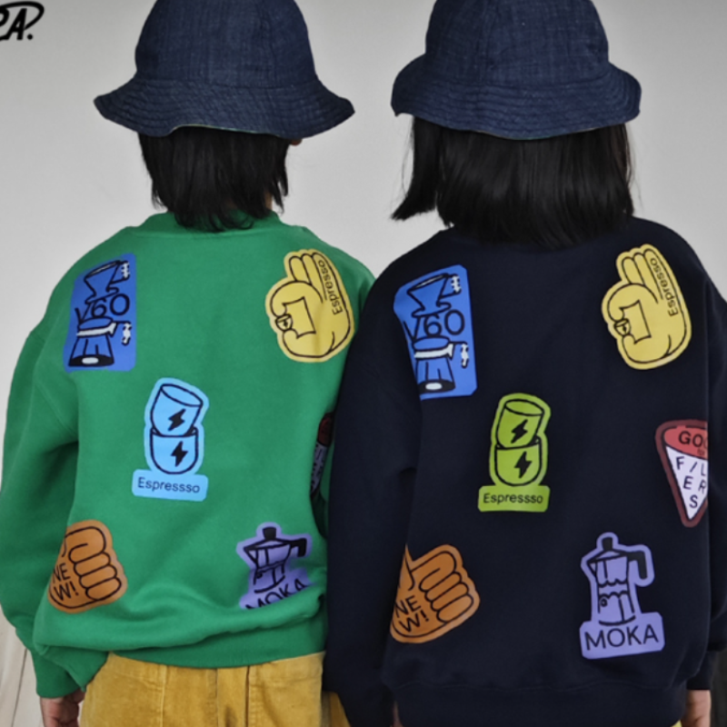 ppapa 保温面料印花保暖儿童长袖套头中大童圆领卫衣 1013146