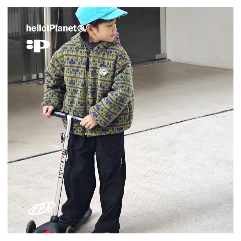 ppapa 加绒拼色拉链口袋工装裤儿童一体绒长裤 1013062