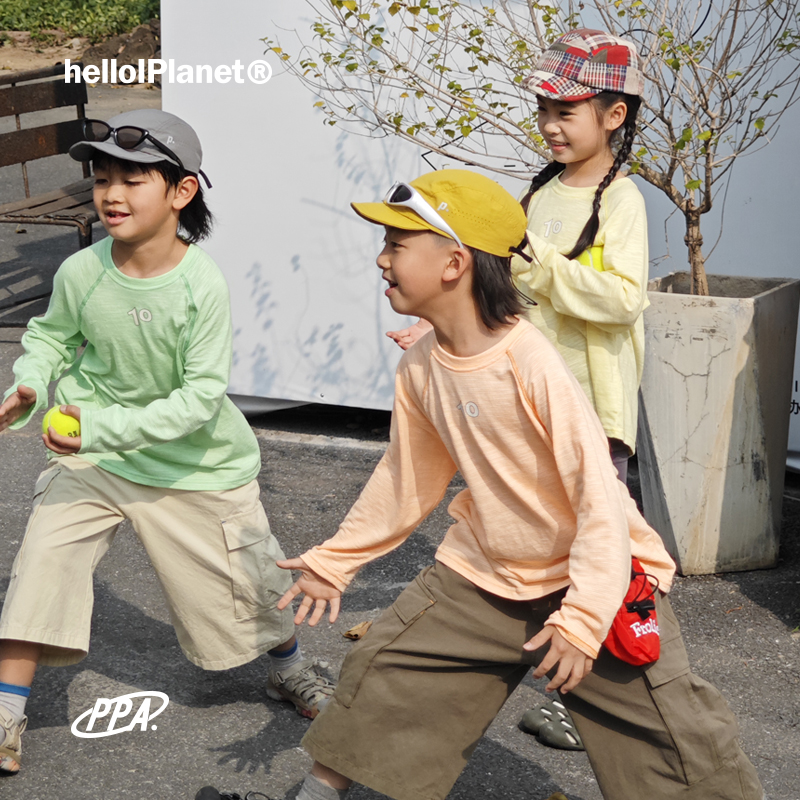 ppapa雪花细纹插肩袖三色儿童T恤