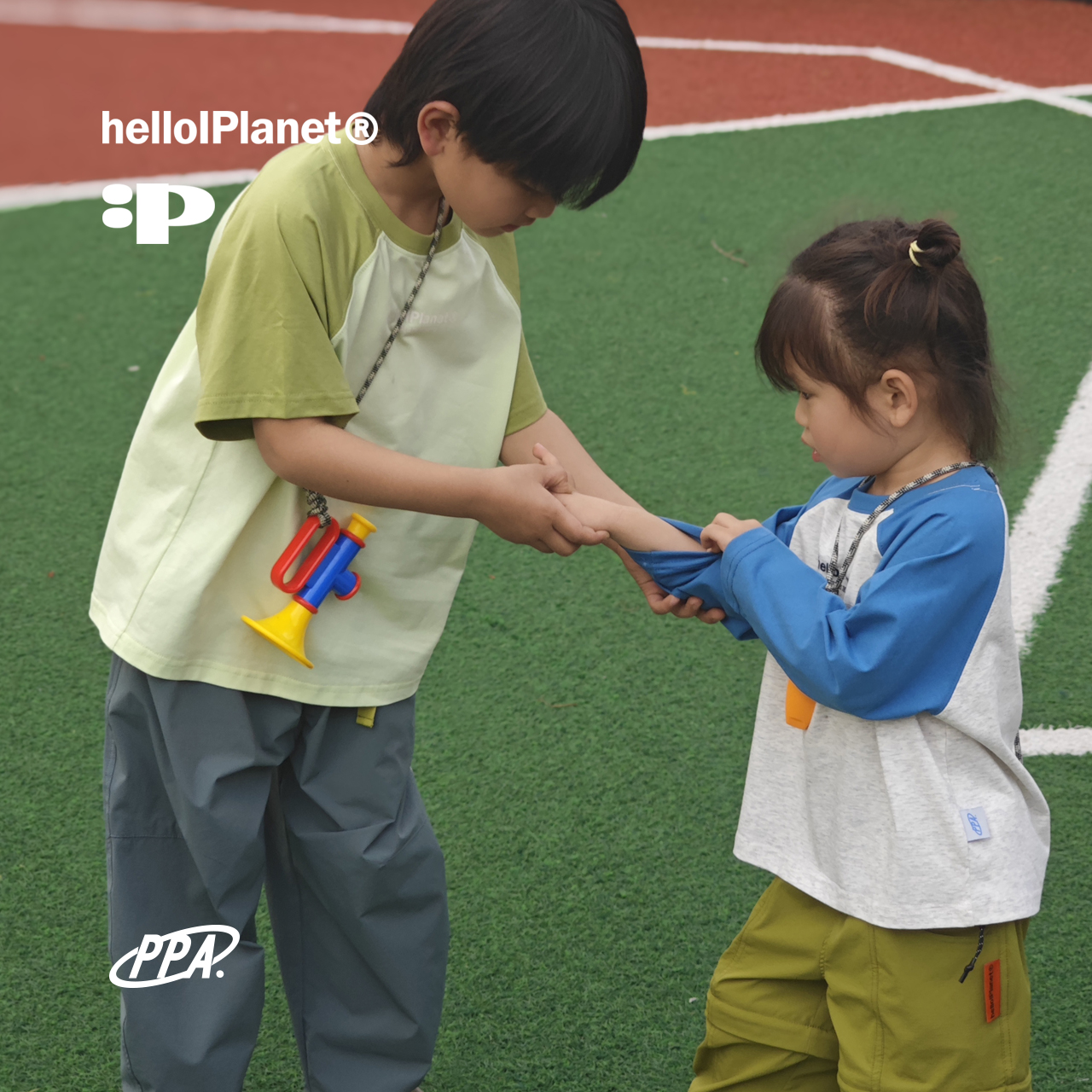 ppapa 现货水果色索罗娜儿童打底圆领户外连帽长袖短袖 813618