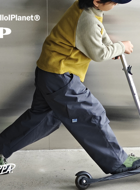 现ppapa工装加绒长裤儿童男女中性速干户外风衣料运动裤1013006