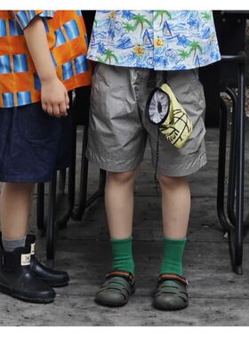 ppapa 荧光条撞色超轻速干拒水夏款五分裤舒适休闲儿童短裤中裤