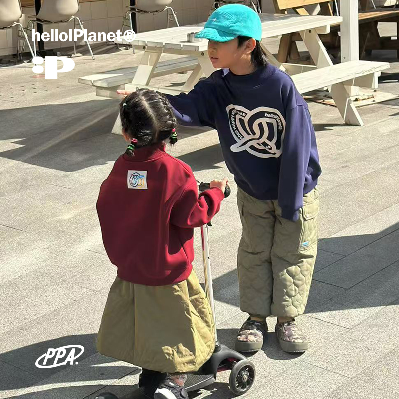 ppapa 吉祥蛇符合绒里套头针织印花长袖保暖卫衣儿童长袖 1013074