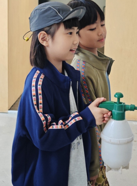 现ppapa原创拼装名族风中大童夹克复古运动风休闲百搭外套1013102