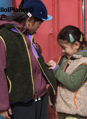 ppapa 花纱大颗粒摇粒绒保暖绒面拼色背心儿童马甲马夹 1013170