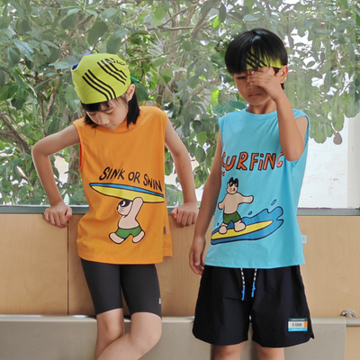 ppapa 三色联名背心男女童运动夏季亮色透气轻薄无袖 913655