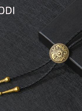 欧美复古嘻哈毛衣链唐草花瓣朋克风牛仔毛衣项链bolo tie毛衣颈链