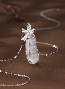 S925纯银翡翠水滴蝴蝶结项链