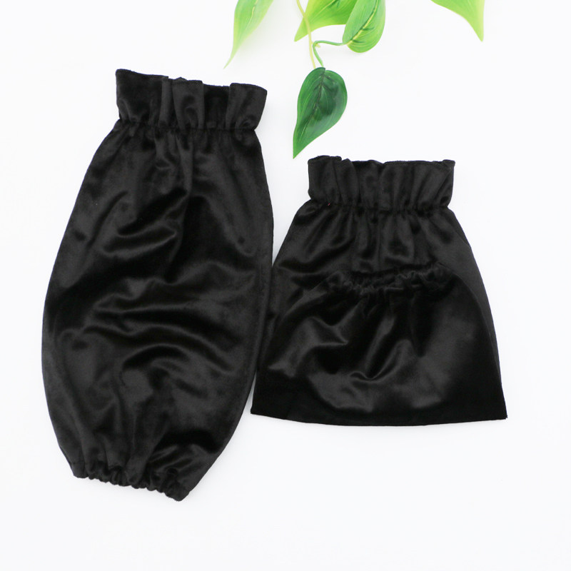原创 轻奢感丝绒荷叶边百搭袖套纯色厚短款绒布长款套袖黑色护袖