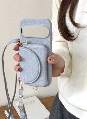 谷歌10皮质卡包适用谷歌9pro挂绳手机壳新款谷歌10proXL女款7a可插卡片卡套6A高级感气质8A半包硬壳Pixel10A