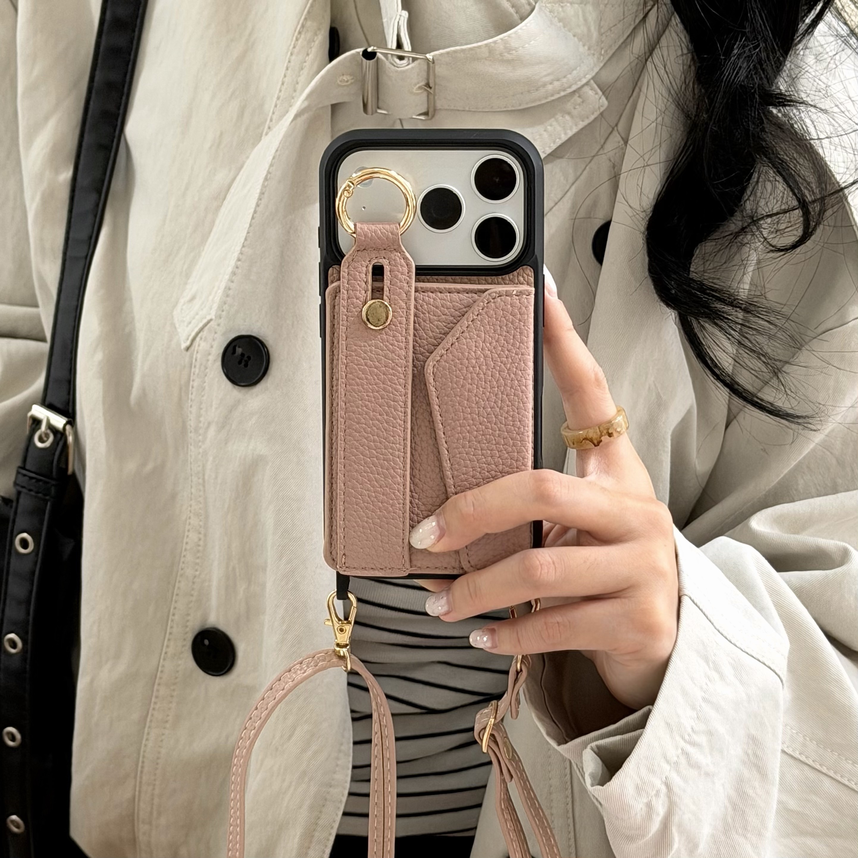 17pro皮套适用iphone17保护套斜挎14零钱包苹果16promax手机壳背带挂绳15硅胶女新款防摔全包高级腕带插卡16