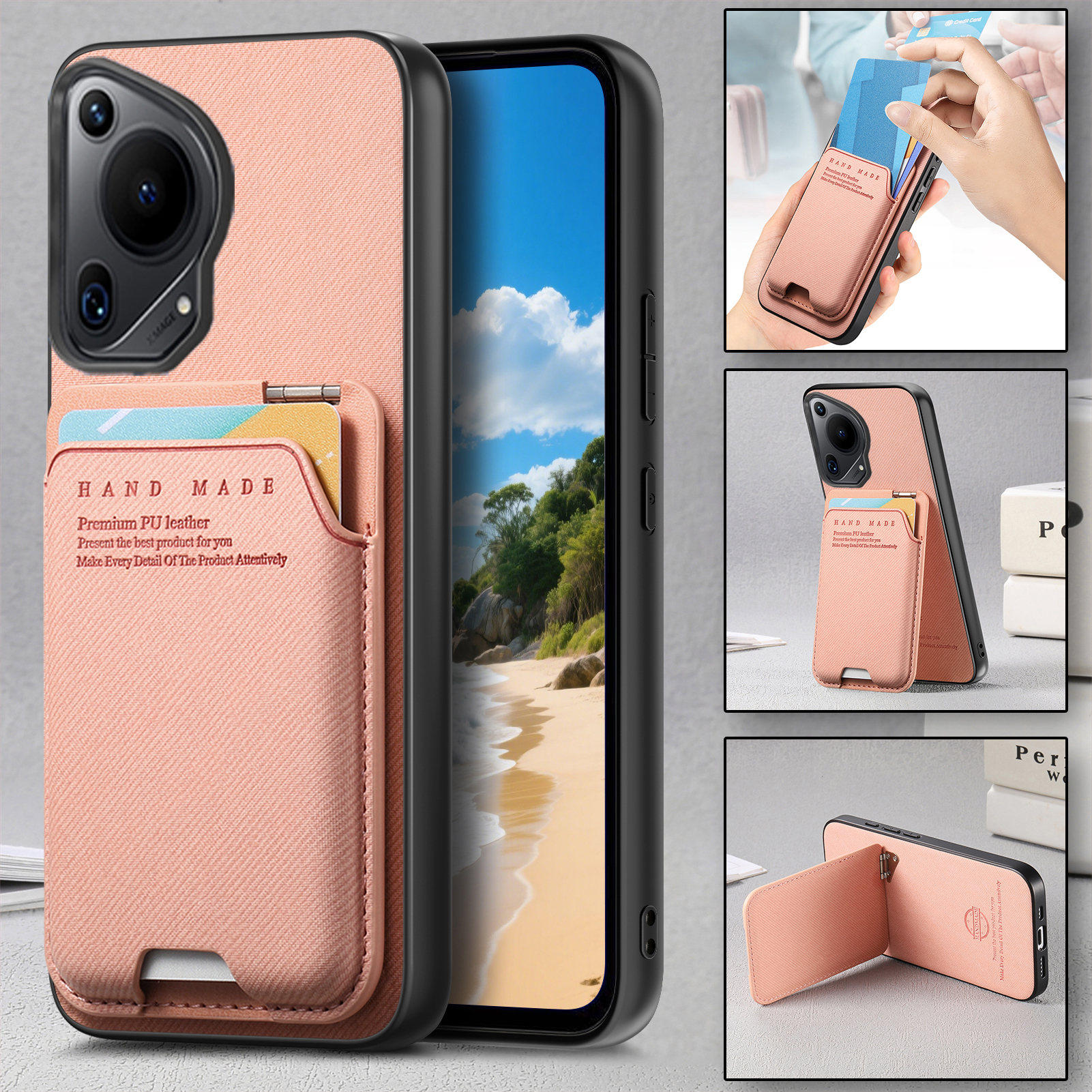 华为 Pura80Pro卡包支架一体适用荣耀400手机壳带卡夹华为mate80P装卡Mate 70Pro卡套荣耀500Pro插卡放卡外壳