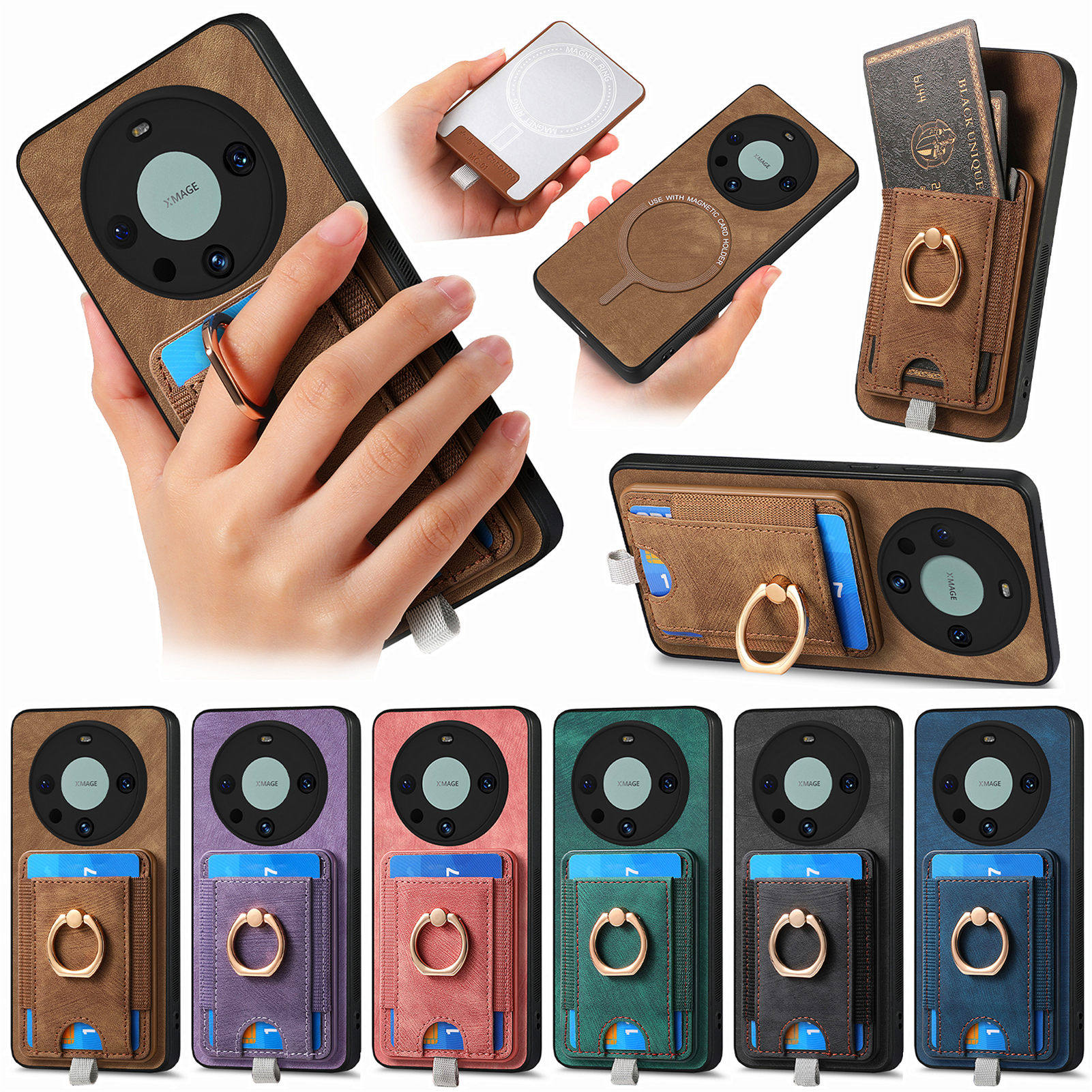 华为nova14手机壳适用华为荣耀500pro手机壳磁吸卡套Pura80壳插MATE80卡槽90放卡honor x9b保护套70荣耀400