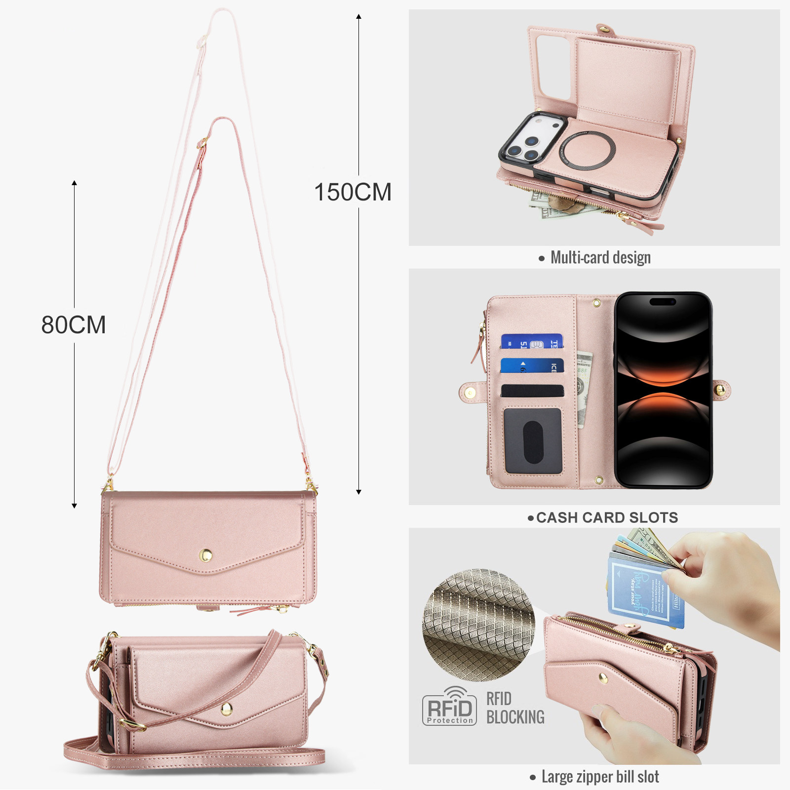 苹果17proMax手机壳新款斜挎挂绳钱包式适用iPhone17pro手机壳保护套17防摔全包边17带支架17AIR无线充17皮套