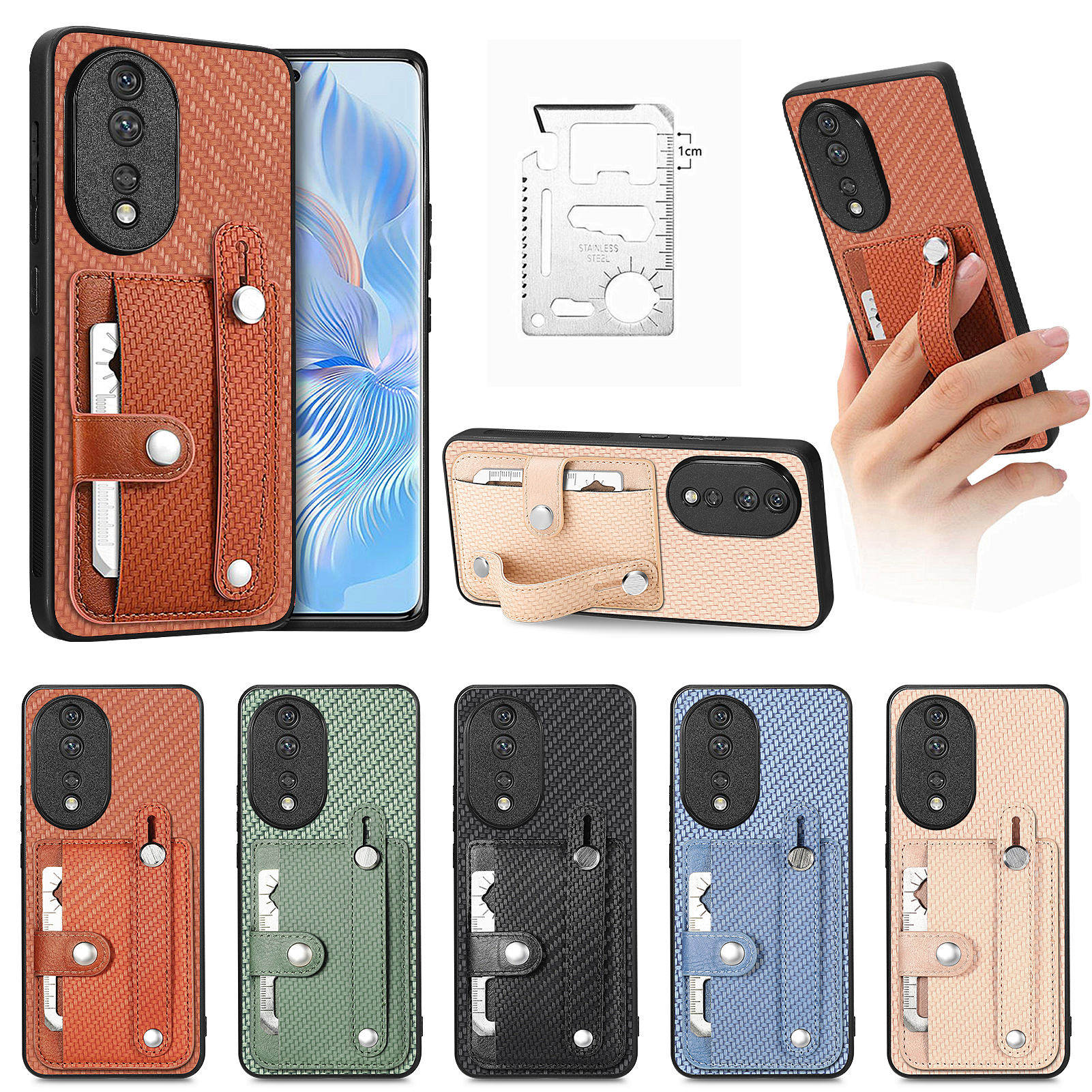 nova14插卡腕带手机壳适用MATE70手机壳honor80卡套畅玩可放卡荣耀400支架Magic7pro磁吸Pura80pro插卡300